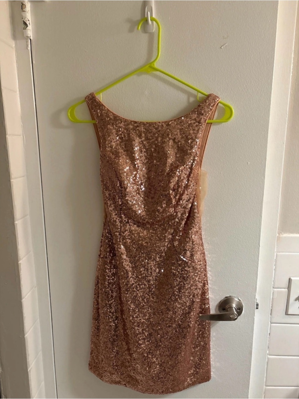 La Femme Rose Gold Sequin Mini Dress